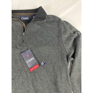 Chaps Men's‎ Small S Gray Herringbone Natural Stretch 1/4 Zip Pullover NWT